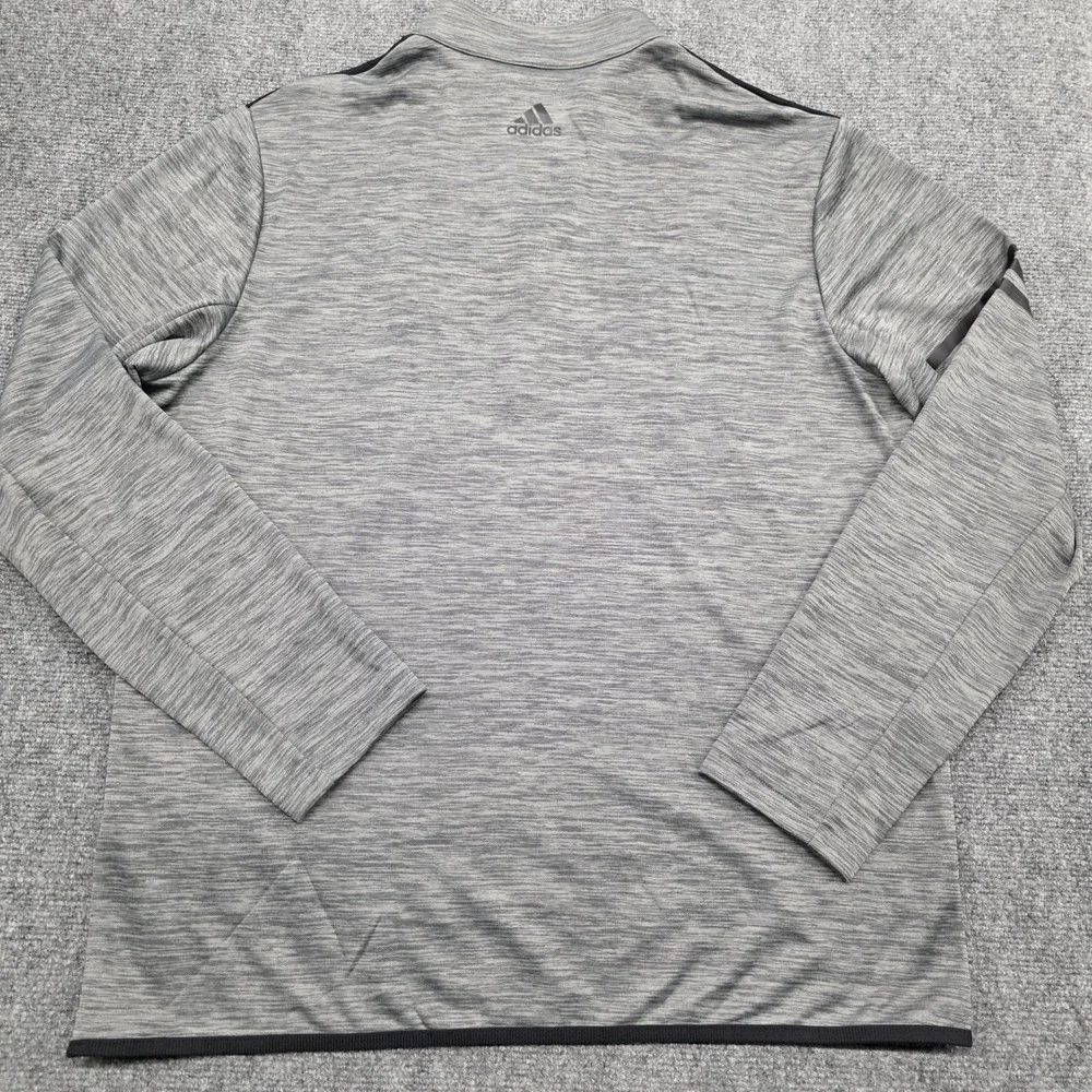Adidas Mens Large Gray Black Space Dye Quarter Zip Pullover Long Sleeve Shirt